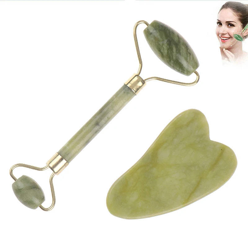 Natural Rose Jade Roller & Gua Sha Set