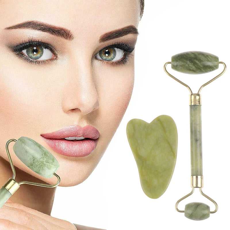 Natural Rose Jade Roller & Gua Sha Set
