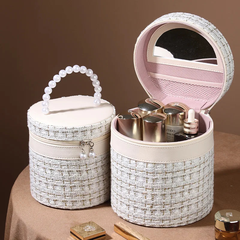 Round High-Capacity Makeup Bag