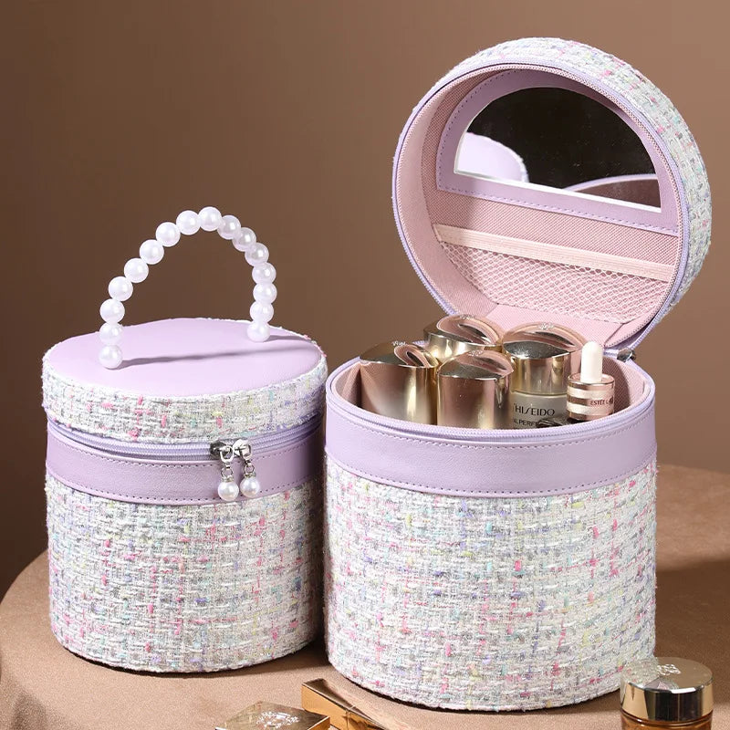 Round High-Capacity Makeup Bag