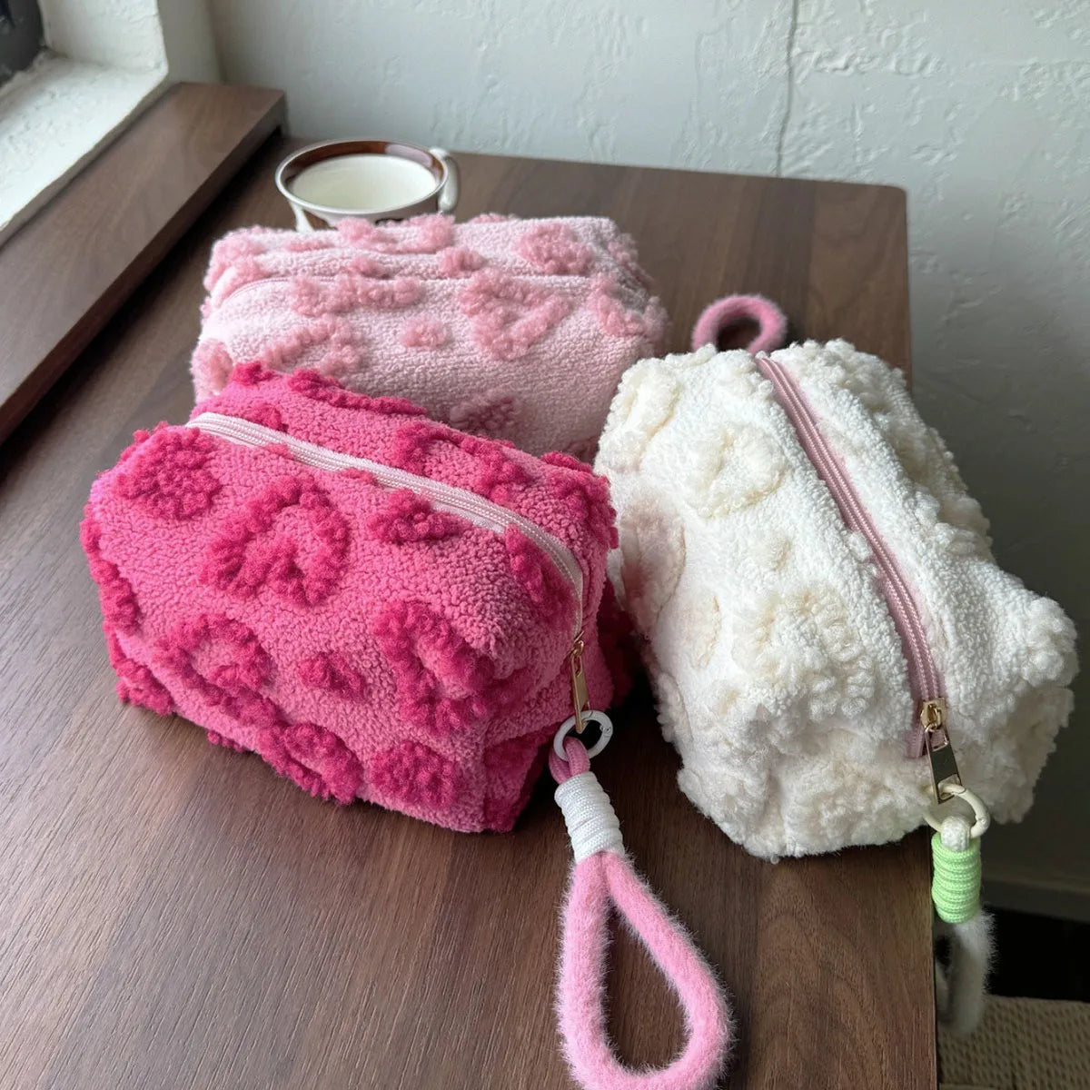 Plush Makeup Bag with Handle