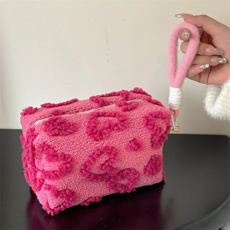 Plush Makeup Bag with Handle
