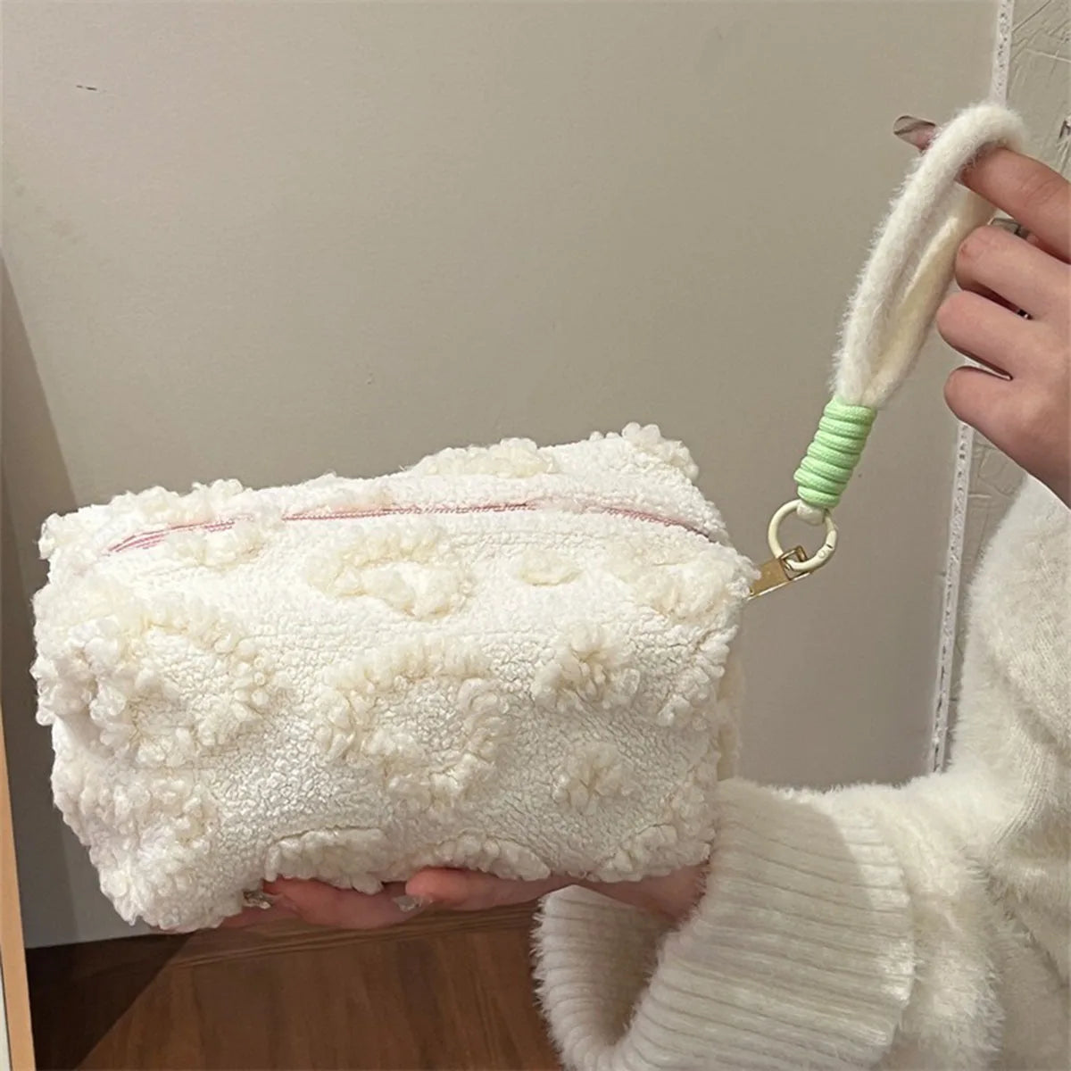 Plush Makeup Bag with Handle