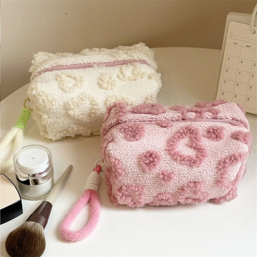 Plush Makeup Bag with Handle
