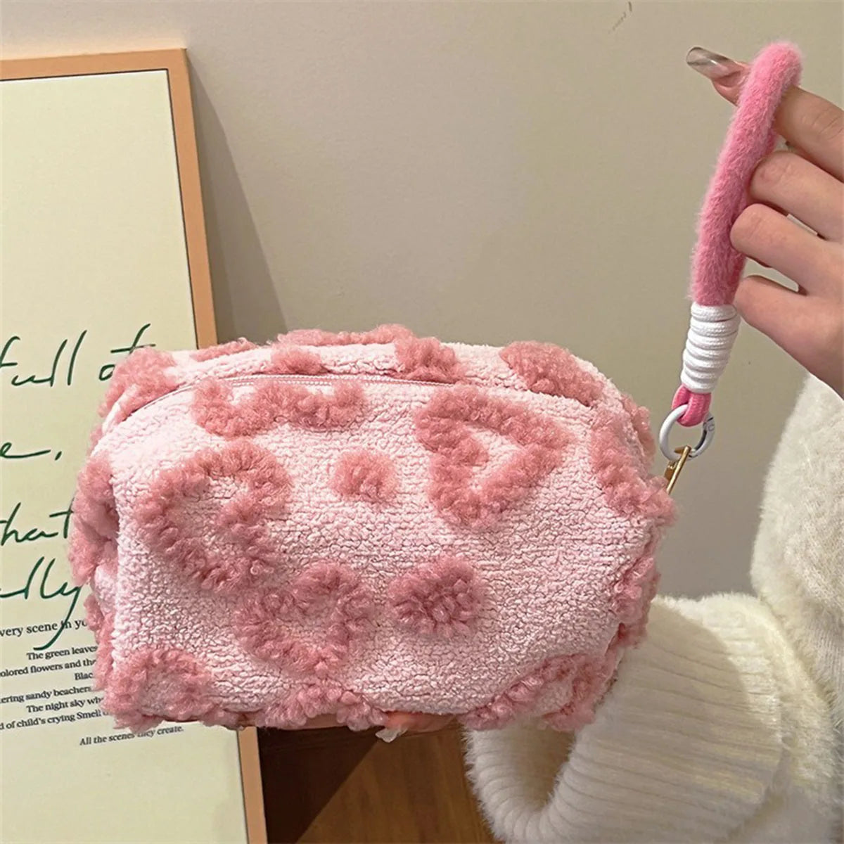 Plush Makeup Bag with Handle