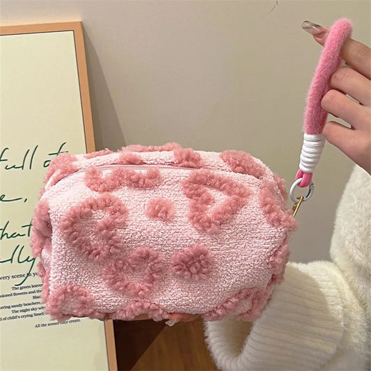 Plush Makeup Bag with Handle