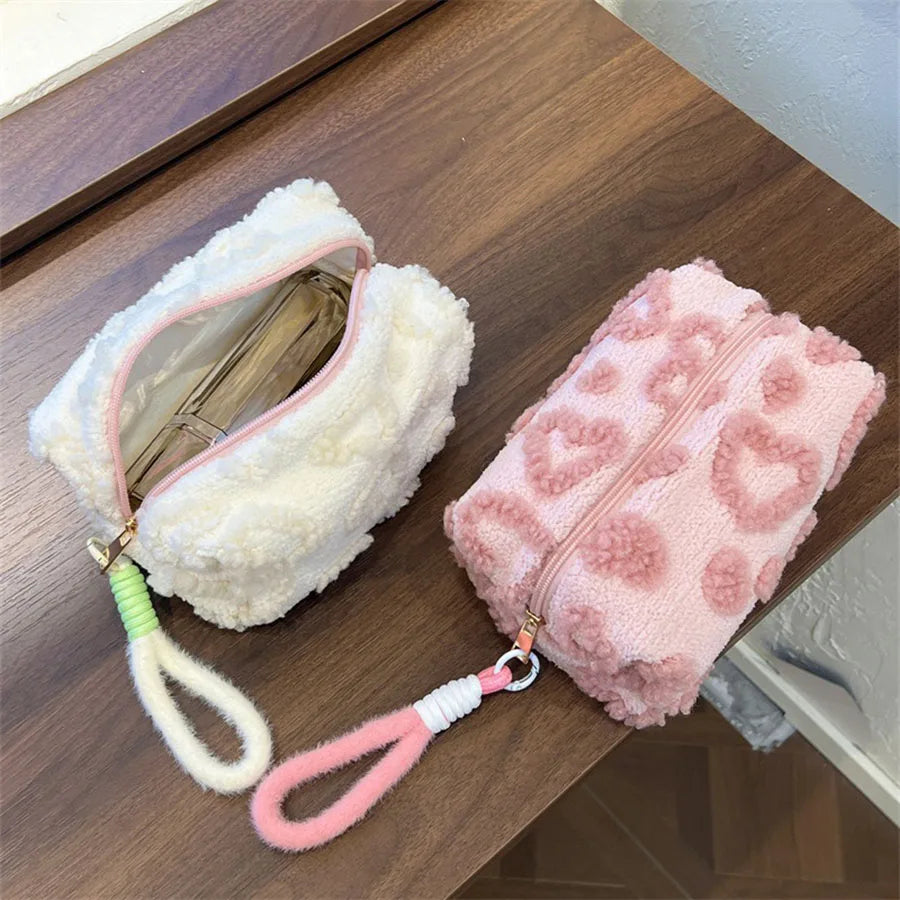 Plush Makeup Bag with Handle