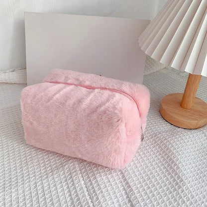 Soft Plush Travel Makeup Bag – Zipper Case