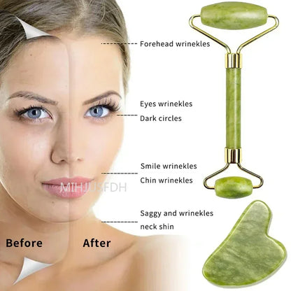 Natural Jade Roller & Gua Sha Massager – Double-End