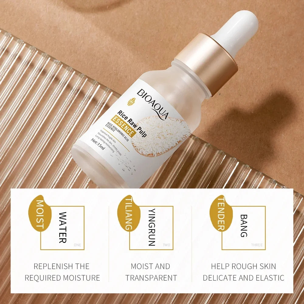 BIOAQUA rice essence serum close up cosmetic bottle luxury skincare