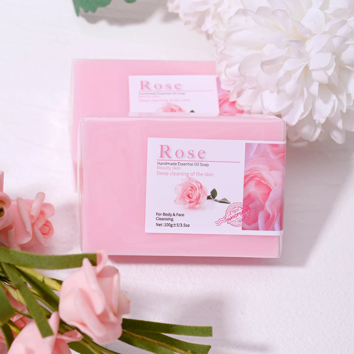 100g rose oil handmade soap bar for body face deep cleansing whitening