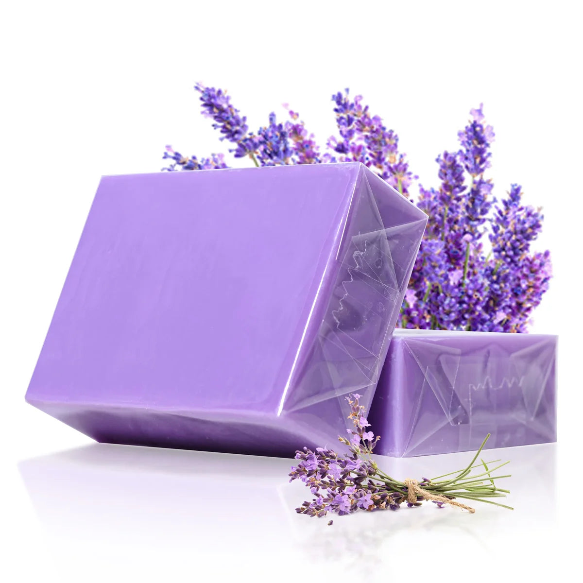 Natural lavender handmade soap front view packaging beauty product image