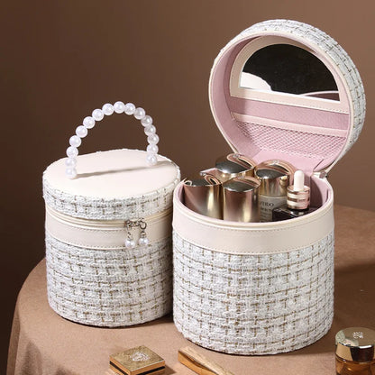 Round High-Capacity Makeup Bag