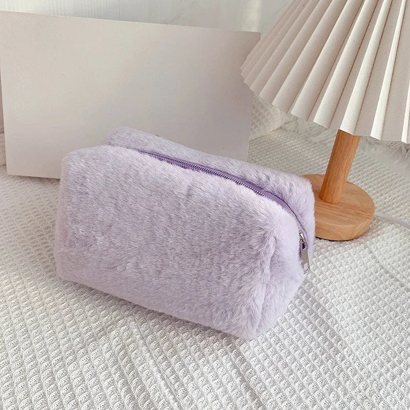 Soft Plush Travel Makeup Bag – Zipper Case