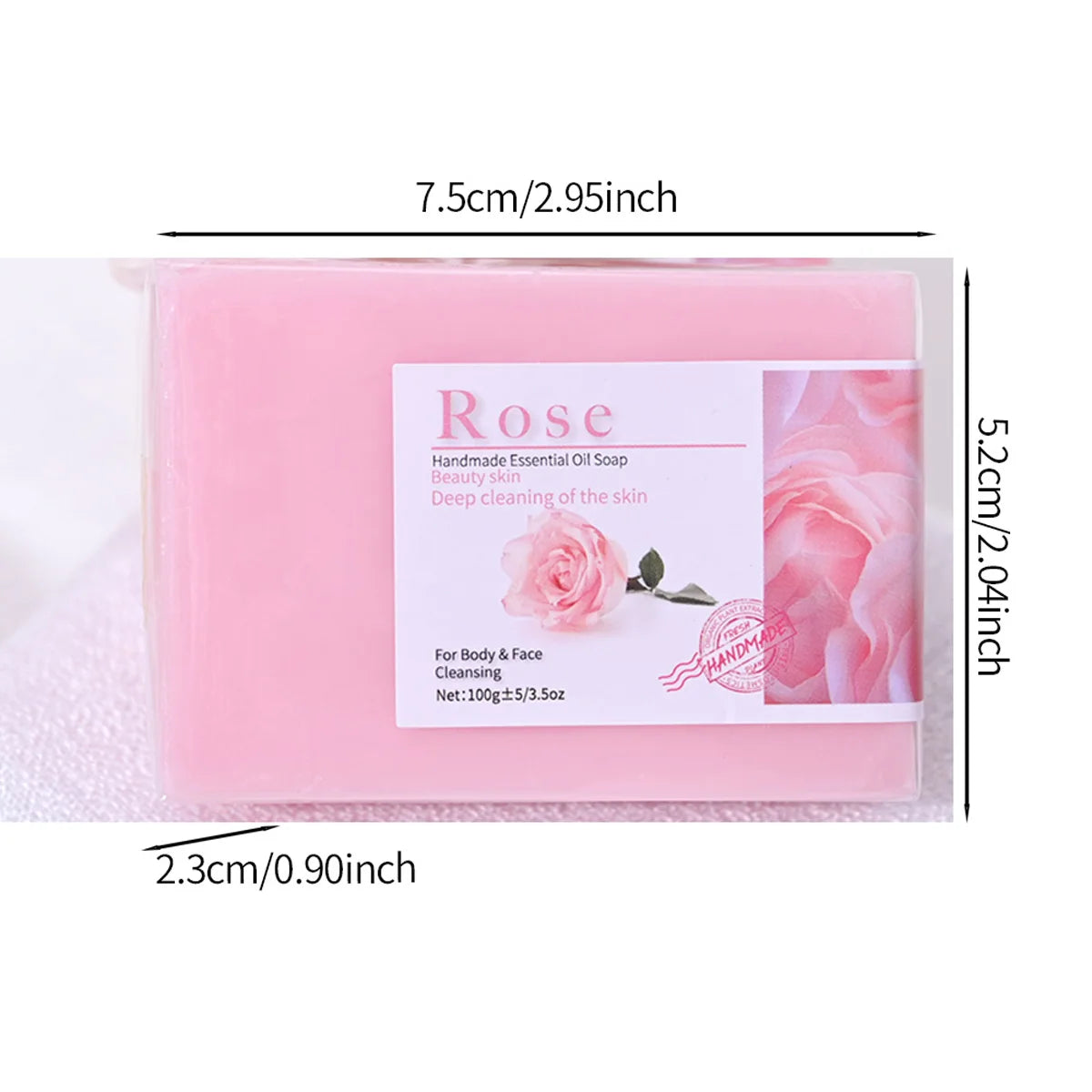 Handmade rose oil soap natural ingredients front view beauty product