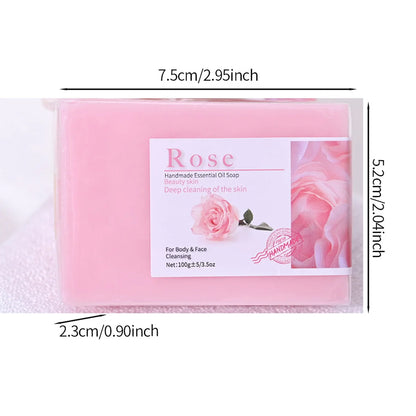 Handmade rose oil soap natural ingredients front view beauty product