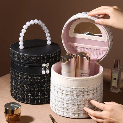 Round High-Capacity Makeup Bag