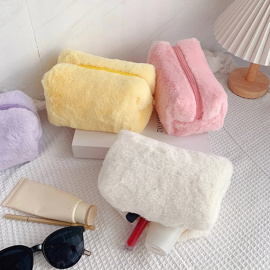 Soft Plush Travel Makeup Bag – Zipper Case