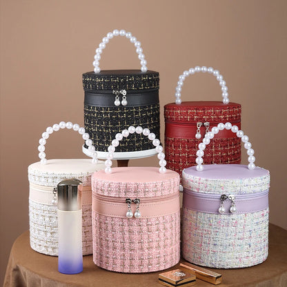 Round High-Capacity Makeup Bag