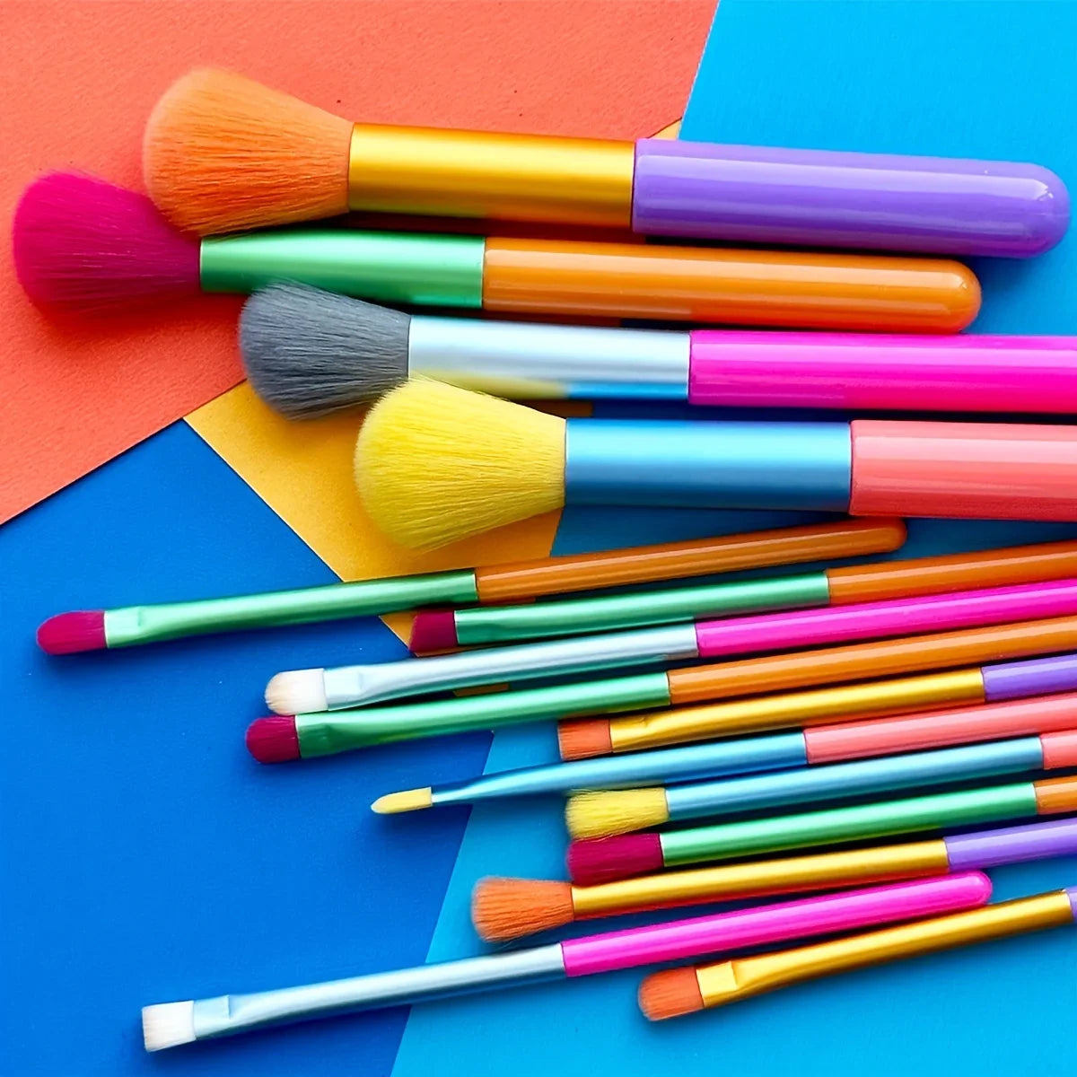15-Piece Colorful Makeup Brush Set
