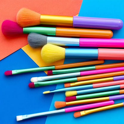 15-Piece Colorful Makeup Brush Set