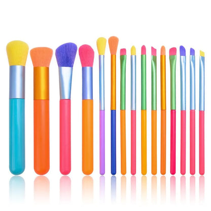 15-Piece Colorful Makeup Brush Set