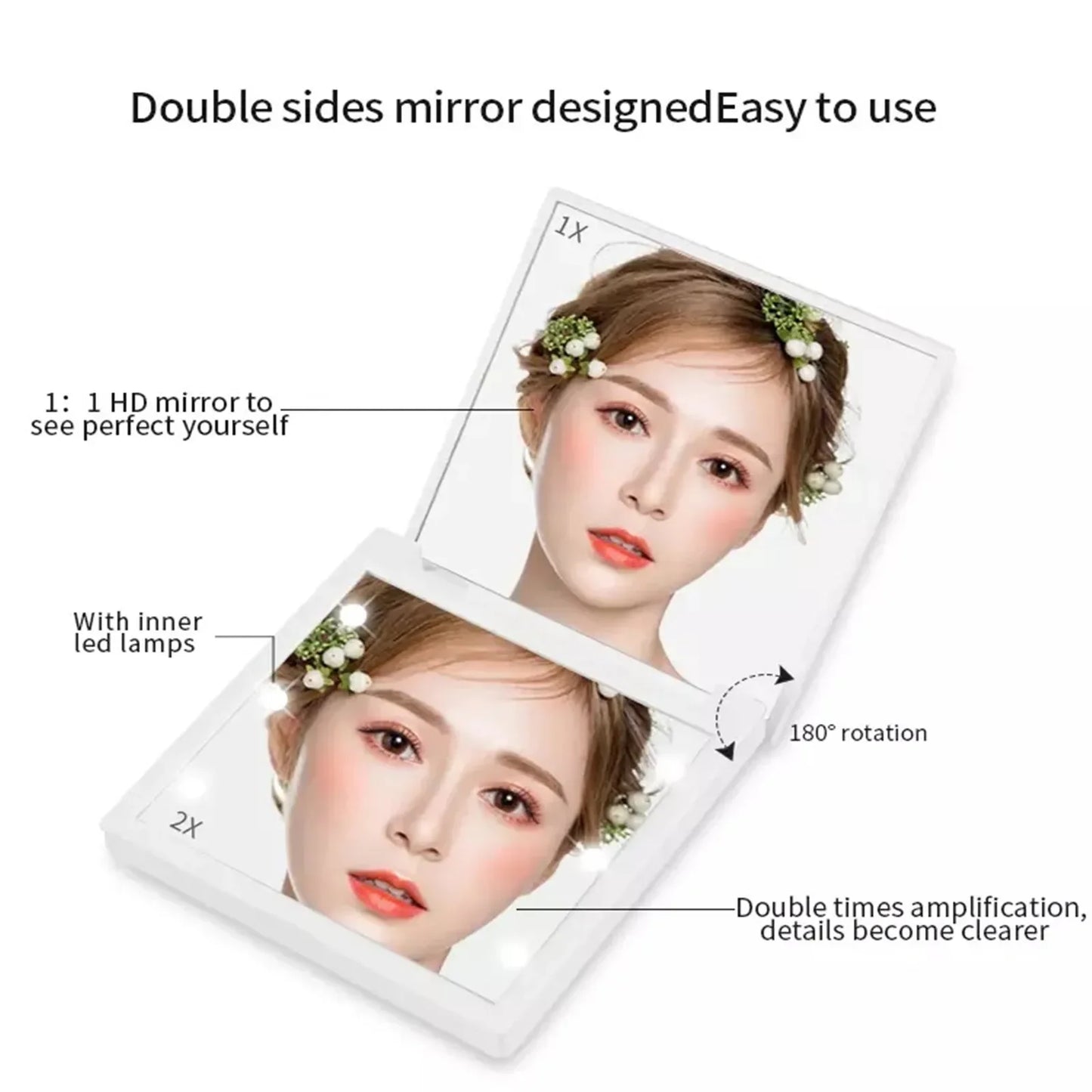 6 LED Lamps Foldable Makeup Mirror