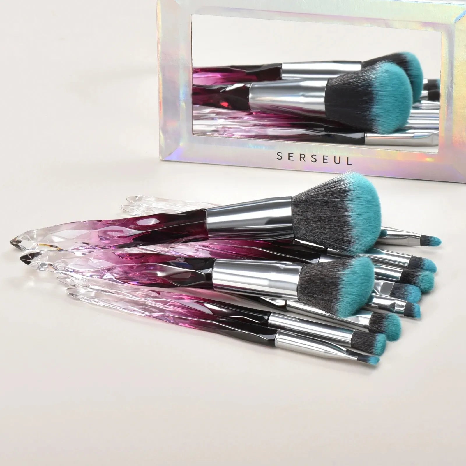 Crystal brush set 10pcs contour eyeshadow blending kabuki tools
