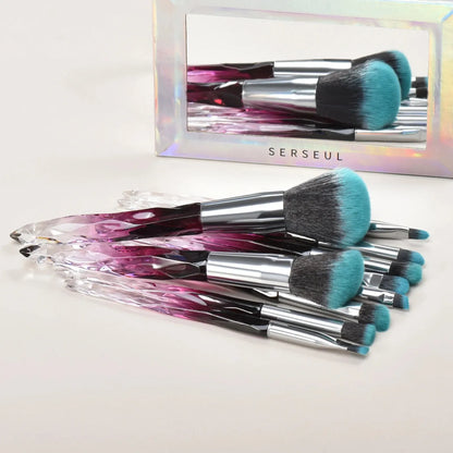 Crystal brush set 10pcs contour eyeshadow blending kabuki tools