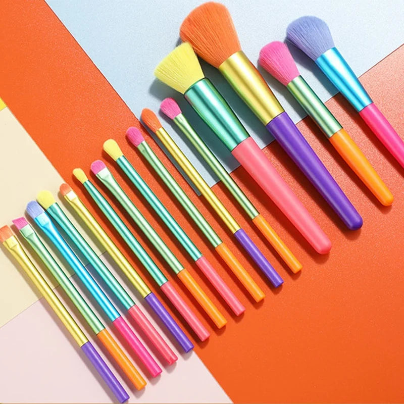 15-Piece Colorful Makeup Brush Set
