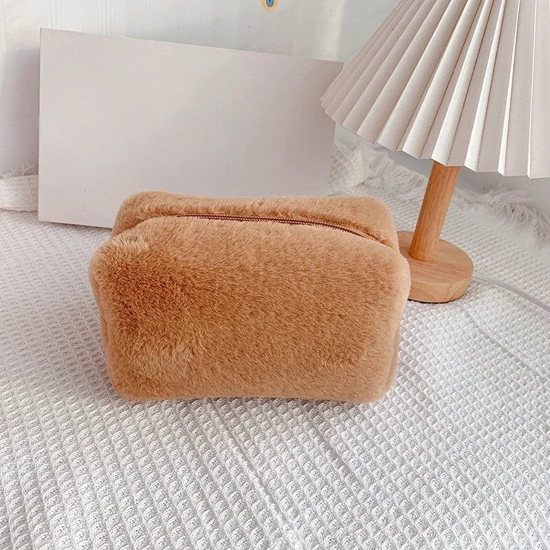 Soft Plush Travel Makeup Bag – Zipper Case