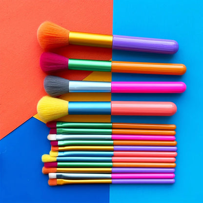 15-Piece Colorful Makeup Brush Set