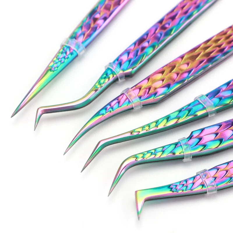 6 piece lash tweezer kit product flat lay beauty nail tools image