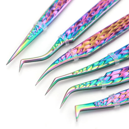 6 piece lash tweezer kit product flat lay beauty nail tools image