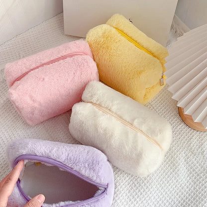 Leopard fur travel cosmetic bag for women girls fashion beauty product