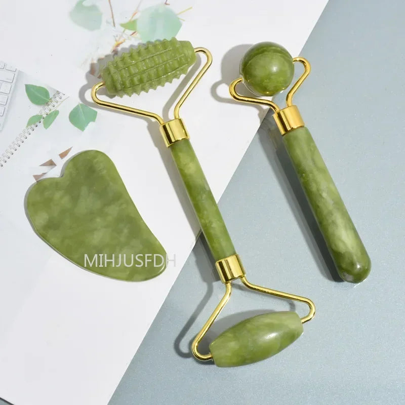 Natural Jade Roller & Gua Sha Massager – Double-End