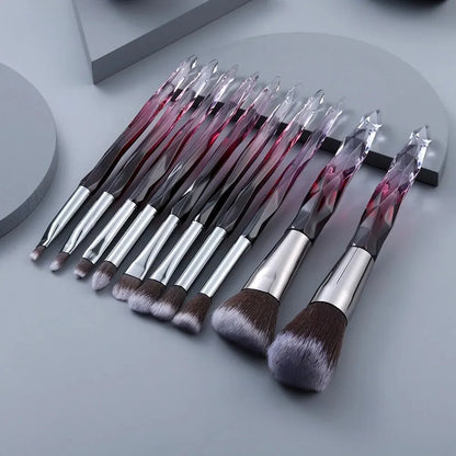 Crystal textured makeup brush set elegant product image premium