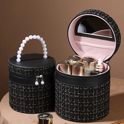 Round High-Capacity Makeup Bag